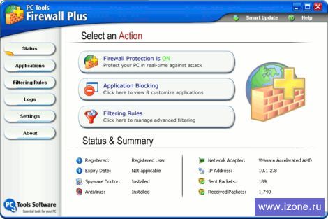 Скриншот к PC Tools Firewall Plus 6.0.0.74